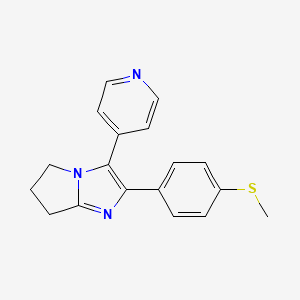 molecular formula C18H17N3S B1212774 5H-Pyrrolo(1,2-a)imidazole, 6,7-dihydro-2-(4-(methylthio)phenyl)-3-(4-pyridinyl)- CAS No. 122454-68-6