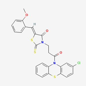 molecular formula C26H19ClN2O3S3 B12127770 3-[3-(2-Chlorophenothiazin-10-yl)-3-oxopropyl]-5-[(2-methoxyphenyl)methylene]-2-thioxo-1,3-thiazolidin-4-one 