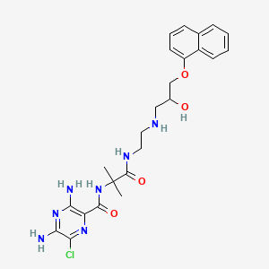 molecular formula C24H30ClN7O4 B1212780 3,5-diamino-6-chloro-N-[1-[2-[(2-hydroxy-3-naphthalen-1-yloxypropyl)amino]ethylamino]-2-methyl-1-oxopropan-2-yl]pyrazine-2-carboxamide CAS No. 83812-65-1