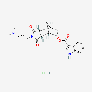 molecular formula C23H28ClN3O4 B1212781 [(1S,2R,6S,7S,8S)-4-[3-(Dimethylamino)propyl]-3,5-dioxo-4-azatricyclo[5.2.1.02,6]decan-8-yl] 1H-indole-3-carboxylate;hydrochloride CAS No. 83114-37-8