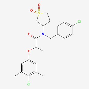 molecular formula C22H25Cl2NO4S B12127861 N-(4-chlorobenzyl)-2-(4-chloro-3,5-dimethylphenoxy)-N-(1,1-dioxidotetrahydrothiophen-3-yl)propanamide 