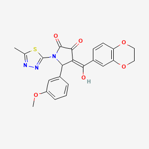 (4E)-4-[2,3-dihydro-1,4-benzodioxin-6-yl(hydroxy)methylidene]-5-(3-methoxyphenyl)-1-(5-methyl-1,3,4-thiadiazol-2-yl)pyrrolidine-2,3-dione