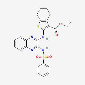 Ethyl 2-[[3-(benzenesulfonamido)quinoxalin-2-yl]amino]-4,5,6,7-tetrahydro-1-benzothiophene-3-carboxylate