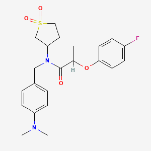 molecular formula C22H27FN2O4S B12127963 N-[4-(dimethylamino)benzyl]-N-(1,1-dioxidotetrahydrothiophen-3-yl)-2-(4-fluorophenoxy)propanamide 