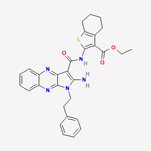 molecular formula C30H29N5O3S B12128002 ethyl 2-({[2-amino-1-(2-phenylethyl)-1H-pyrrolo[2,3-b]quinoxalin-3-yl]carbonyl}amino)-4,5,6,7-tetrahydro-1-benzothiophene-3-carboxylate 