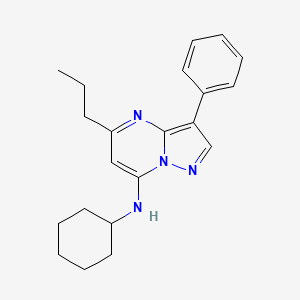 molecular formula C21H26N4 B12128019 N-cyclohexyl-3-phenyl-5-propylpyrazolo[1,5-a]pyrimidin-7-amine 