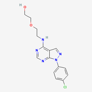 molecular formula C15H16ClN5O2 B1212802 2-[2-[[1-(4-Chlorophenyl)-4-pyrazolo[3,4-d]pyrimidinyl]amino]ethoxy]ethanol 