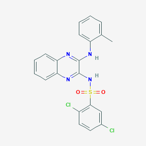 molecular formula C21H16Cl2N4O2S B12128045 2,5-dichloro-N-{3-[(2-methylphenyl)amino]quinoxalin-2-yl}benzene-1-sulfonamide 