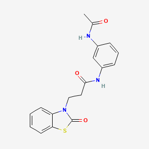 molecular formula C18H17N3O3S B12128070 N-[3-(acetylamino)phenyl]-3-(2-oxo-1,3-benzothiazol-3(2H)-yl)propanamide 