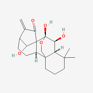 molecular formula C20H28O5 B1212819 (2S,9R,10S,11R)-9,10,18-三羟基-12,12-二甲基-6-亚甲基-17-氧杂五环[7.6.2.15,8.01,11.02,8]十八烷-7-酮 