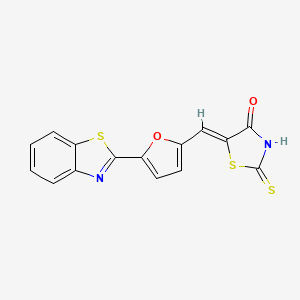 molecular formula C15H8N2O2S3 B12128250 (5Z)-5-{[5-(1,3-benzothiazol-2-yl)furan-2-yl]methylidene}-2-thioxo-1,3-thiazolidin-4-one 