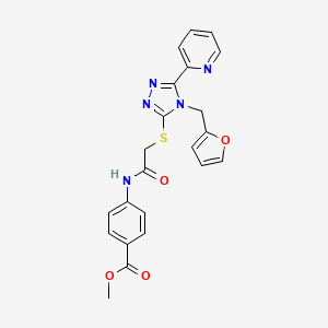 molecular formula C22H19N5O4S B12128319 methyl 4-[({[4-(furan-2-ylmethyl)-5-(pyridin-2-yl)-4H-1,2,4-triazol-3-yl]sulfanyl}acetyl)amino]benzoate 