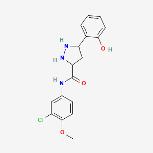 molecular formula C17H18ClN3O3 B12128381 N-(3-chloro-4-methoxyphenyl)-5-(2-hydroxyphenyl)pyrazolidine-3-carboxamide 