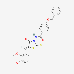 molecular formula C26H22N2O5S2 B12128504 (Z)-4-(benzyloxy)-N-(5-(2,3-dimethoxybenzylidene)-4-oxo-2-thioxothiazolidin-3-yl)benzamide 