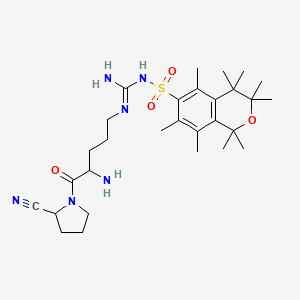 molecular formula C29H46N6O4S B1212857 1-[4-Amino-5-(2-cyanopyrrolidin-1-yl)-5-oxo-pentyl]-3-(1,1,3,3,4,4,5,7,8-nonamethylisochroman-6-yl)sulfonyl-guanidine 