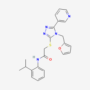 molecular formula C23H23N5O2S B12128639 2-{[4-(furan-2-ylmethyl)-5-(pyridin-3-yl)-4H-1,2,4-triazol-3-yl]sulfanyl}-N-[2-(propan-2-yl)phenyl]acetamide 