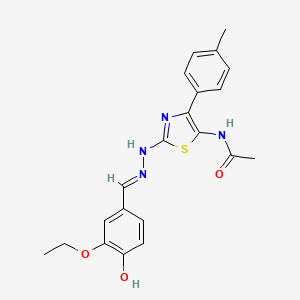 N-{2-[(2E)-2-(3-ethoxy-4-hydroxybenzylidene)hydrazinyl]-4-(4-methylphenyl)-1,3-thiazol-5-yl}acetamide