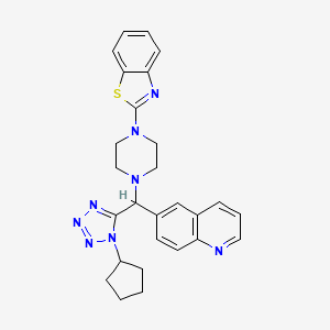 molecular formula C27H28N8S B1212866 2-[4-[(1-Cyclopentyl-5-tetrazolyl)-(6-quinolinyl)methyl]-1-piperazinyl]-1,3-benzothiazole 