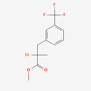 molecular formula C12H12BrF3O2 B12128689 Methyl 2-bromo-2-methyl-3-[3-(trifluoromethyl)phenyl]propanoate 