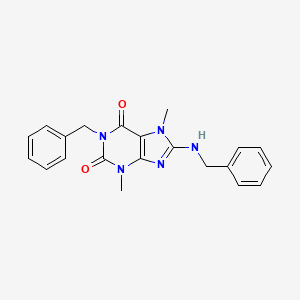 molecular formula C21H21N5O2 B1212870 3,7-Dimethyl-1-(phenylmethyl)-8-[(phenylmethyl)amino]purine-2,6-dione 