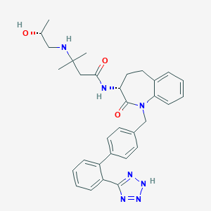 molecular formula C32H37N7O3 B121288 3-[[(2R)-2-hydroxypropyl]amino]-3-methyl-N-[(3R)-2-oxo-1-[[4-[2-(2H-tetrazol-5-yl)phenyl]phenyl]methyl]-4,5-dihydro-3H-1-benzazepin-3-yl]butanamide CAS No. 145455-35-2