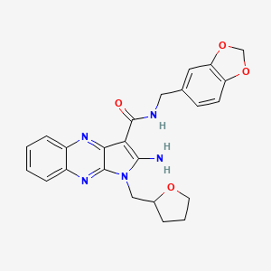 molecular formula C24H23N5O4 B12128801 2-amino-N-(1,3-benzodioxol-5-ylmethyl)-1-(tetrahydrofuran-2-ylmethyl)-1H-pyrrolo[2,3-b]quinoxaline-3-carboxamide 