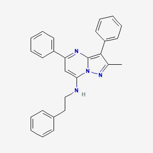 2-methyl-3,5-diphenyl-N-(2-phenylethyl)pyrazolo[1,5-a]pyrimidin-7-amine