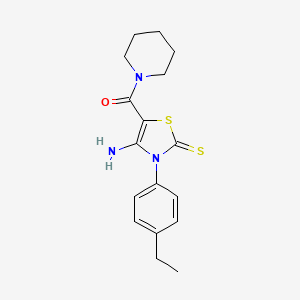 4-Amino-3-(4-ethylphenyl)-5-(piperidine-1-carbonyl)-2,3-dihydro-1,3-thiazole-2-thione