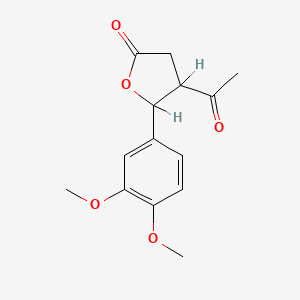 molecular formula C14H16O5 B1212885 trans-4-Acetyl-5-(3,4-dimethoxyphenyl)-4,5-dihydro-2(3H)-furanone CAS No. 72471-47-7