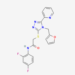 molecular formula C20H15F2N5O2S B12128855 N-(2,4-difluorophenyl)-2-{[4-(furan-2-ylmethyl)-5-(pyridin-2-yl)-4H-1,2,4-triazol-3-yl]sulfanyl}acetamide 