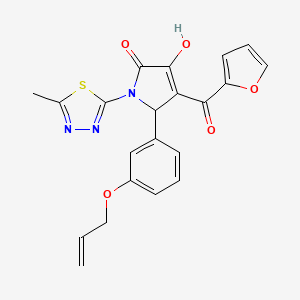 molecular formula C21H17N3O5S B12128859 4-(furan-2-carbonyl)-3-hydroxy-1-(5-methyl-1,3,4-thiadiazol-2-yl)-5-[3-(prop-2-en-1-yloxy)phenyl]-2,5-dihydro-1H-pyrrol-2-one 