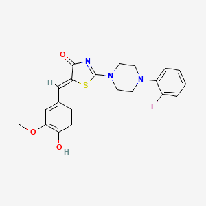 molecular formula C21H20FN3O3S B12128904 (5Z)-2-[4-(2-fluorophenyl)piperazin-1-yl]-5-(4-hydroxy-3-methoxybenzylidene)-1,3-thiazol-4(5H)-one 