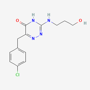 6-(4-Chlorobenzyl)-3-[(3-hydroxypropyl)amino]-1,2,4-triazin-5-ol