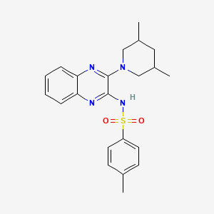 molecular formula C22H26N4O2S B12128964 N-[3-(3,5-dimethylpiperidin-1-yl)quinoxalin-2-yl]-4-methylbenzene-1-sulfonamide 