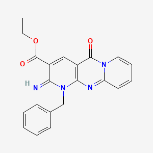 molecular formula C21H18N4O3 B12129006 1-Benzyl-2-imino-10-oxo-1,10-dihydro-2H-1,9,10a-triaza-anthracene-3-carboxylic acid ethyl ester 