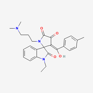 molecular formula C26H29N3O4 B12129033 1'-[3-(dimethylamino)propyl]-1-ethyl-4'-hydroxy-3'-[(4-methylphenyl)carbonyl]spiro[indole-3,2'-pyrrole]-2,5'(1H,1'H)-dione 