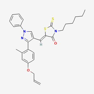 (5Z)-3-hexyl-5-({3-[2-methyl-4-(prop-2-en-1-yloxy)phenyl]-1-phenyl-1H-pyrazol-4-yl}methylidene)-2-thioxo-1,3-thiazolidin-4-one