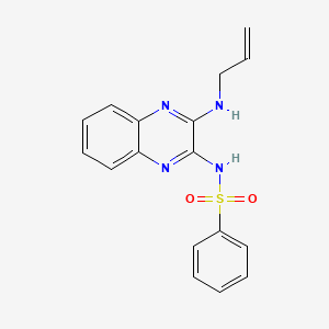 molecular formula C17H16N4O2S B12129222 N-[3-(prop-2-en-1-ylamino)quinoxalin-2-yl]benzenesulfonamide 