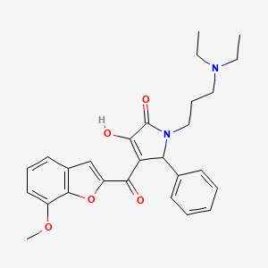 molecular formula C27H30N2O5 B12129235 1-[3-(diethylamino)propyl]-3-hydroxy-4-[(7-methoxy-1-benzofuran-2-yl)carbonyl]-5-phenyl-1,5-dihydro-2H-pyrrol-2-one 