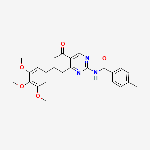 molecular formula C25H25N3O5 B12129286 4-methyl-N-[5-oxo-7-(3,4,5-trimethoxyphenyl)-5,6,7,8-tetrahydroquinazolin-2-yl]benzamide 