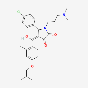 molecular formula C27H33ClN2O4 B12129415 5-(4-chlorophenyl)-1-[3-(dimethylamino)propyl]-3-hydroxy-4-{[2-methyl-4-(2-methylpropoxy)phenyl]carbonyl}-1,5-dihydro-2H-pyrrol-2-one 