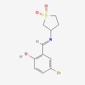 molecular formula C11H12BrNO3S B12129452 4-bromo-2-{(E)-[(1,1-dioxidotetrahydrothiophen-3-yl)imino]methyl}phenol 