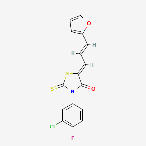 molecular formula C16H9ClFNO2S2 B12129476 (5Z)-3-(3-chloro-4-fluorophenyl)-5-[(2E)-3-(furan-2-yl)prop-2-en-1-ylidene]-2-thioxo-1,3-thiazolidin-4-one 