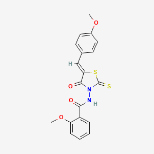 molecular formula C19H16N2O4S2 B12129486 2-methoxy-N-[(5Z)-5-(4-methoxybenzylidene)-4-oxo-2-thioxo-1,3-thiazolidin-3-yl]benzamide 