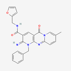 molecular formula C25H21N5O3 B12129519 7-benzyl-N-(furan-2-ylmethyl)-6-imino-13-methyl-2-oxo-1,7,9-triazatricyclo[8.4.0.03,8]tetradeca-3(8),4,9,11,13-pentaene-5-carboxamide 