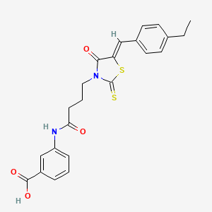 molecular formula C23H22N2O4S2 B12129520 3-({4-[(5Z)-5-(4-ethylbenzylidene)-4-oxo-2-thioxo-1,3-thiazolidin-3-yl]butanoyl}amino)benzoic acid 