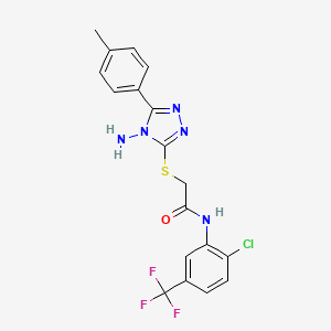 molecular formula C18H15ClF3N5OS B12129544 2-[4-amino-5-(4-methylphenyl)(1,2,4-triazol-3-ylthio)]-N-[2-chloro-5-(trifluor omethyl)phenyl]acetamide 