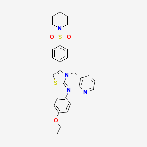 molecular formula C28H30N4O3S2 B12129551 4-ethoxy-N-[(2Z)-4-[4-(piperidin-1-ylsulfonyl)phenyl]-3-(pyridin-3-ylmethyl)-1,3-thiazol-2(3H)-ylidene]aniline 