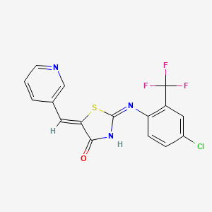 molecular formula C16H9ClF3N3OS B12129554 (5Z)-2-{[4-chloro-2-(trifluoromethyl)phenyl]amino}-5-(pyridin-3-ylmethylidene)-1,3-thiazol-4(5H)-one 