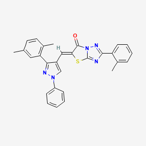 molecular formula C29H23N5OS B12129558 (5Z)-5-{[3-(2,5-dimethylphenyl)-1-phenyl-1H-pyrazol-4-yl]methylidene}-2-(2-methylphenyl)[1,3]thiazolo[3,2-b][1,2,4]triazol-6(5H)-one 